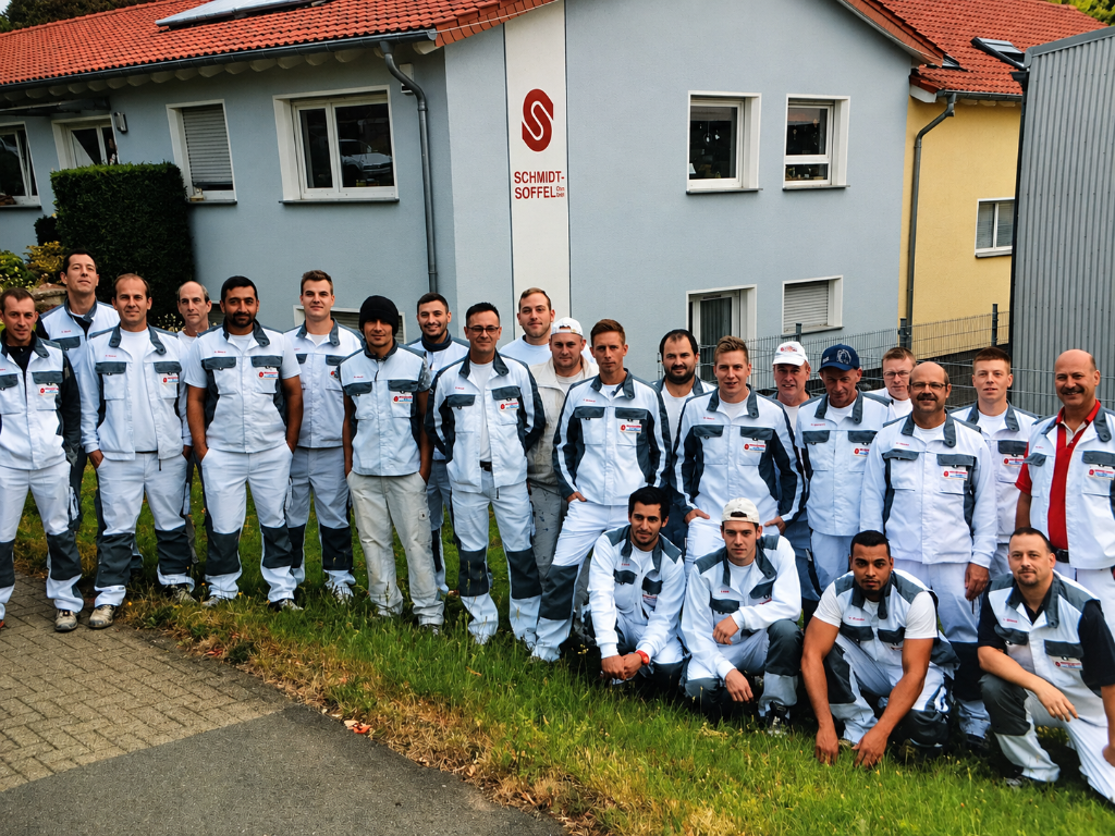 Team von Schmidt-Soffel GmbH vor dem Firmengebäude